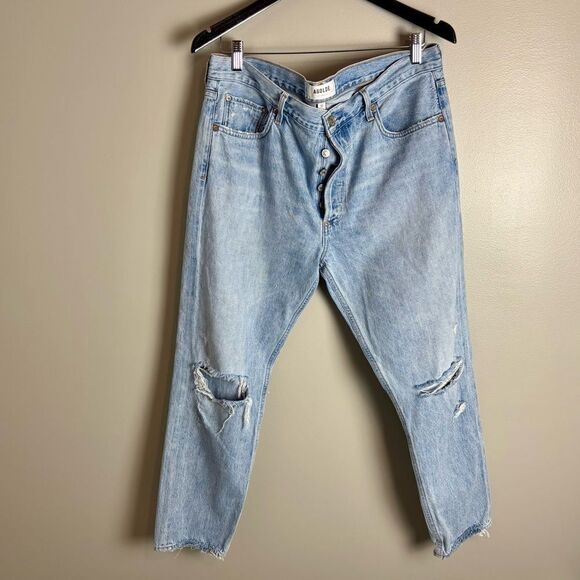 Agolde Jamie high rise classic distressed‎ slim fit button fly jeans size 32 - Picture 3 of 16